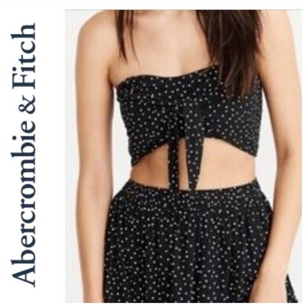 Abercrombie & Fitch Top Skirt Set Black White Polka Dot Bandeau Top Mini Skirt M